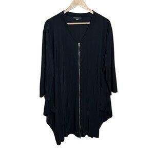Bryn Walker Hayden Jacket 3X Black Long Sleeve Nylon Stretch Zip Front Light